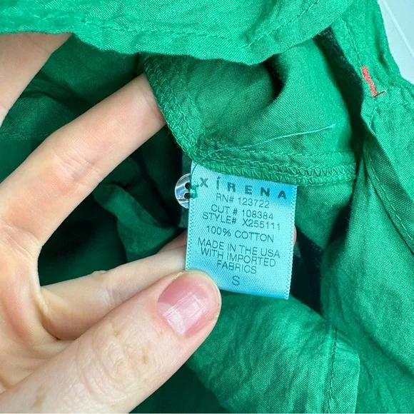 XIRENA BEAU ENAMEL SHIRT Green Cotton Women’s Size Small Casual Lightweight - Picture 6 of 6